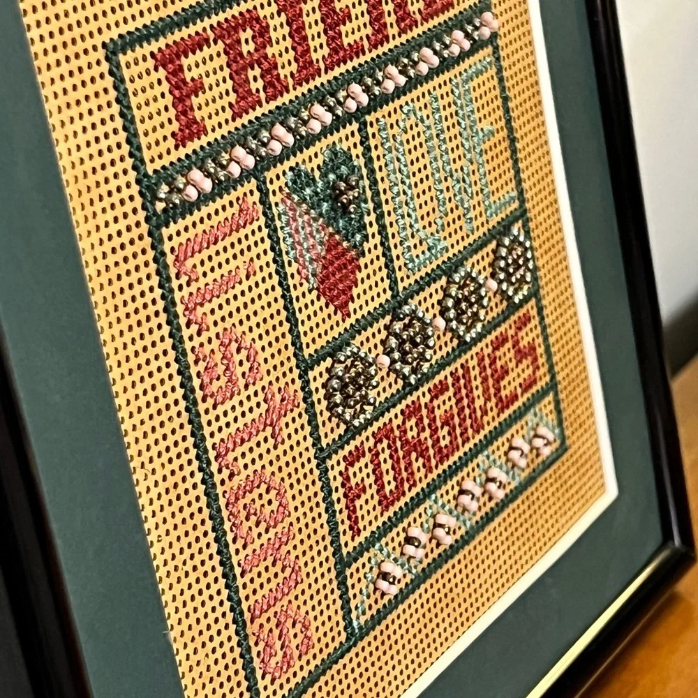 Framed 7 x 7 Crosstitch picture “Friend”